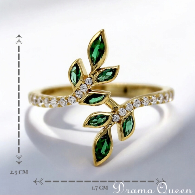 Emerald Leaf Ring