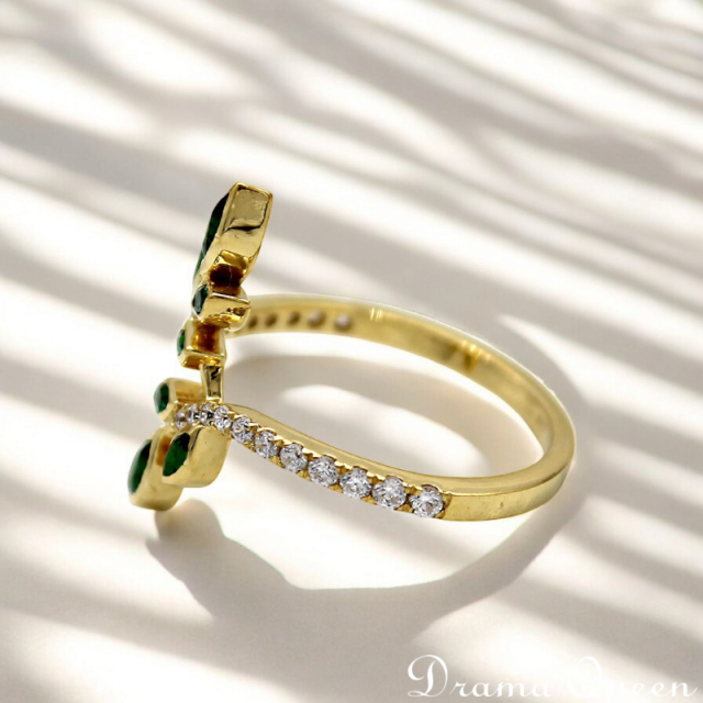 Emerald Leaf Ring