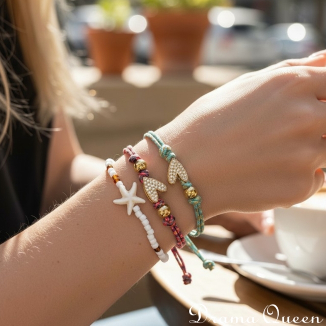 Pink Heart Rope Bracelet 