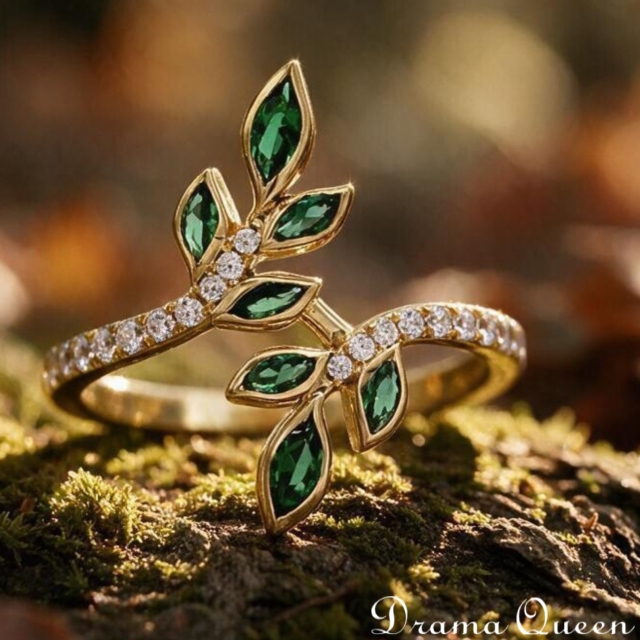Emerald Leaf Ring